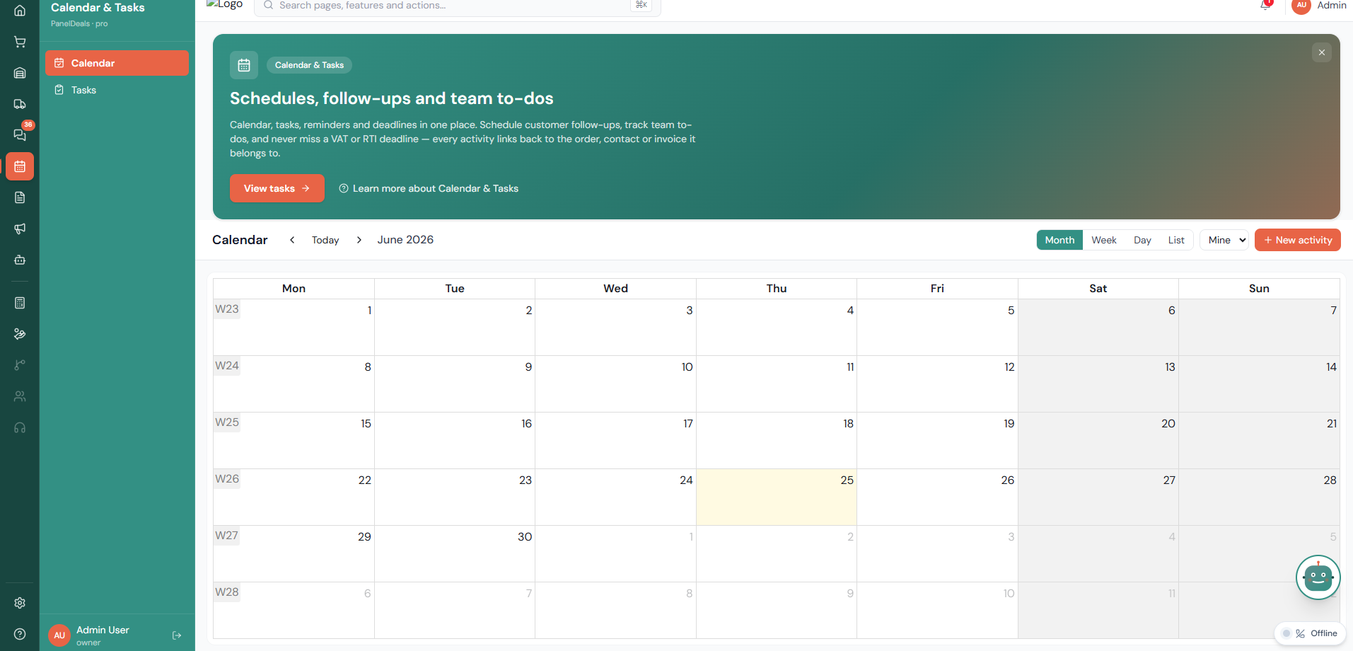 Calendar and tasks in CholaVerse